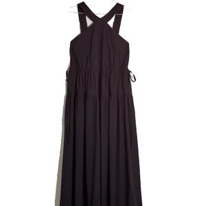 Madewell Poplin Halter Tiered Midi Dress Black NL129